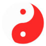 Yin Yang Ying Taoism Sign Chinese Taijitu Red Round Stickers