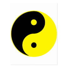 Yin Yang Ying Taoism Sign Chinese Taijitu Yellow Post Cards