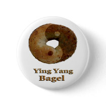 Ying Yang Bagel Pinback Buttons