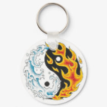 ying yang flame water keychain