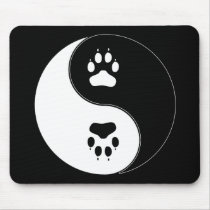 Ying Yang Paw Print Mousepad