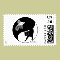 yinyang block colour lineart postage
