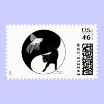 yinyang block colour lineart postage