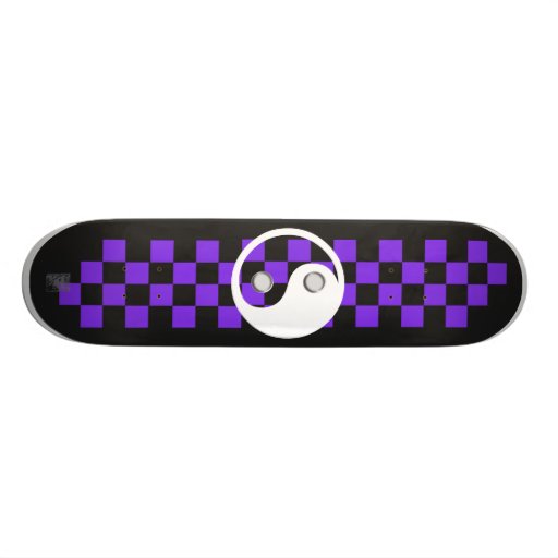yinyang checkers purple skateboard