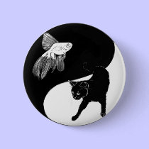 YinYang Fish and Cat Button buttons