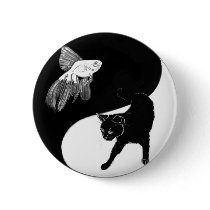 YinYang Fish and Cat Button