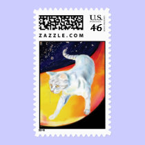 Yinyang - White Cat postage