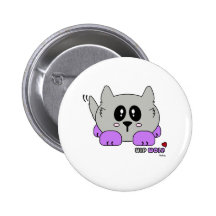 Yip Wolf the Cute Wolf Pudgie Pet by Melody Pinback Buttons
