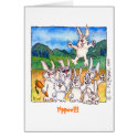 Yippee!  Cute Cartoon Rabbits Greeting Note Card