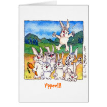 Yippee! Cute Cartoon Rabbits Greeting Note Card by zooogle Yippee! Cute Cartoon Rabbits Greeting Note Card