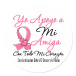 Yo Apoyo a Mi  Amiga - Cáncer de Mama Round Sticker