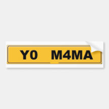Yo Mama Registration Plate Bumper Stickers
