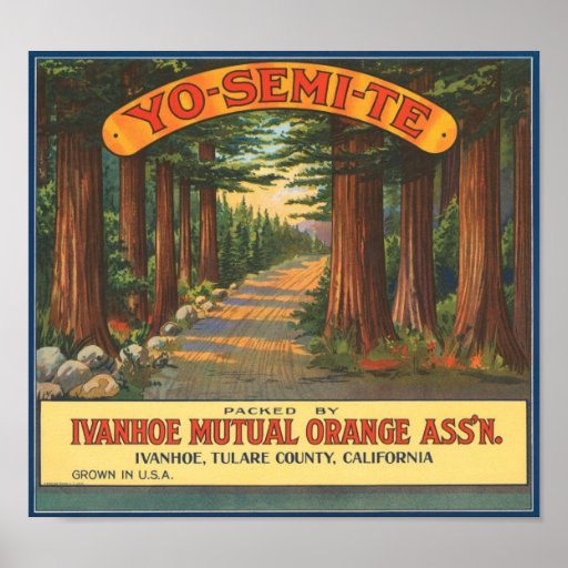 YO-SEMI-TE Vintage Fruit Crate Label Posters