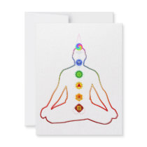 Yoga Asana Siddhasana Pose with 7 Chakras Invitations