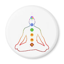 Yoga Asana Siddhasana Pose with 7 Chakras Fridge Magnets