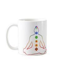 Yoga Asana Siddhasana Pose with 7 Chakras Coffee Mugs