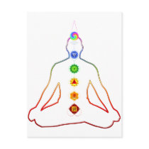 Yoga Asana Siddhasana Pose with 7 Chakras Postcards