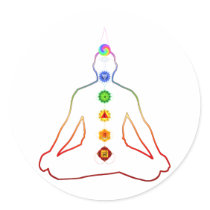 Yoga Asana Siddhasana Pose with 7 Chakras Round Stickers