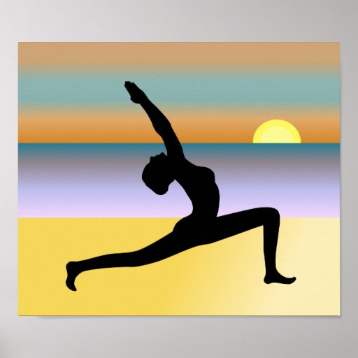 Yoga At The Beach Yoga Pose Poster Print | Zazzle