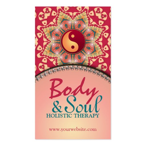 Yoga Balance Bohemian Flower YinYang Business Card (front side)