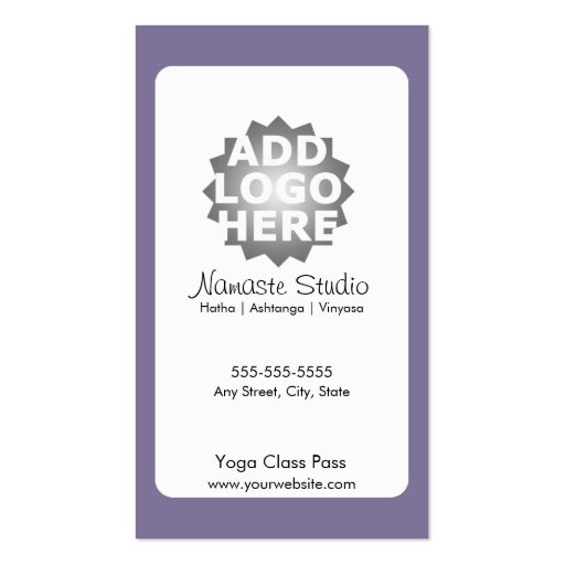Yoga Business Card 10 Class Pass (back side)
