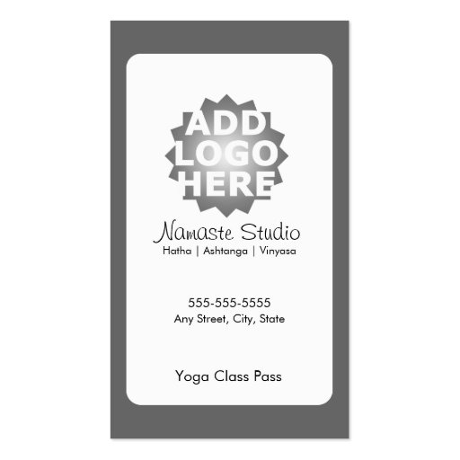 Yoga Business Card 5 Class Pass (back side)