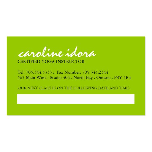 Yoga Business Card Template (back side)