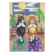 Yoga Cats Birthday Bud & Tony Notecard