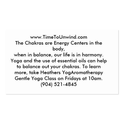 yoga chakras - Customized - Customized Business Card (back side)