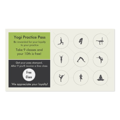Yoga Class Business Card loyalty card (front side)