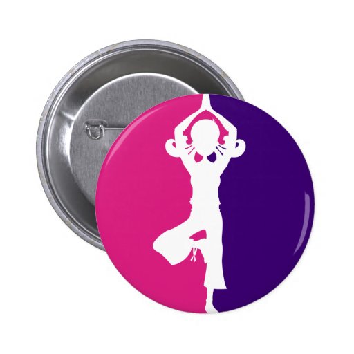 Yoga Girl Silhouette Badge Button Zazzle