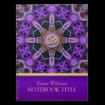 Yoga Golden Om Purple Fractal Mandala Notebook notebooks