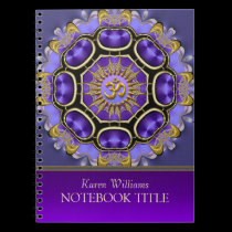 Yoga Golden Om Purple Fractal Mandala Notebook notebooks