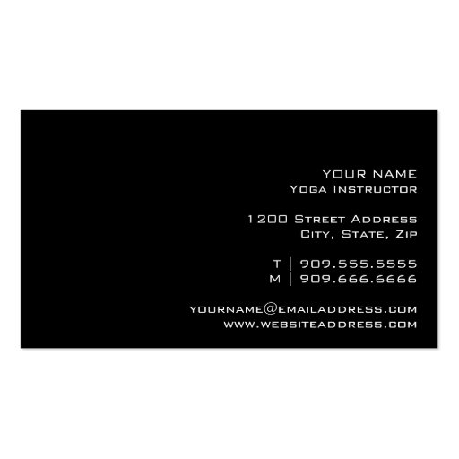 YOGA Instructor Business Card (back side)