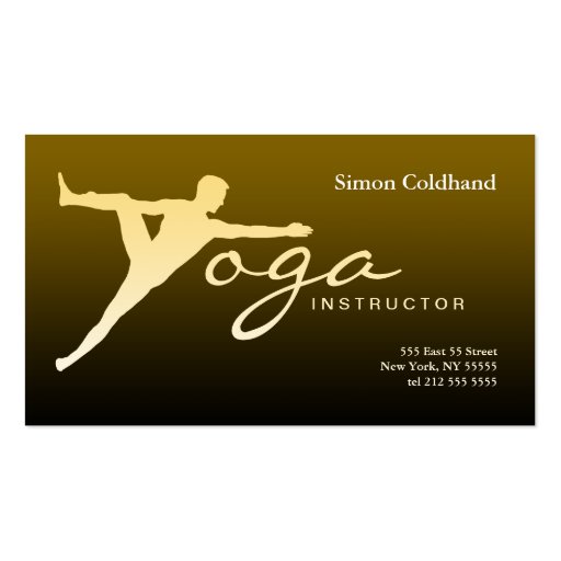 Yoga Instructor Business Card Gold Brown