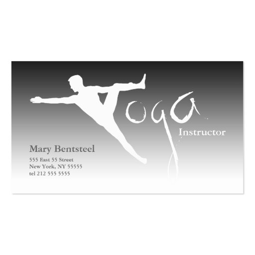 Yoga Instructor Business Card Grey Silver (front side)
