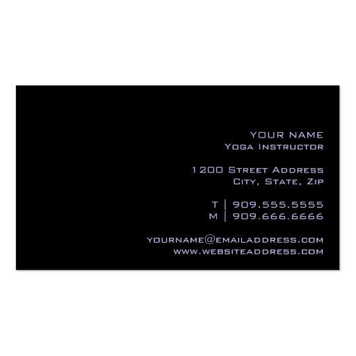 YOGA Instructor Business Card - Yoga Words (back side)