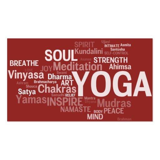YOGA Instructor Business Card - Yoga Words (front side)