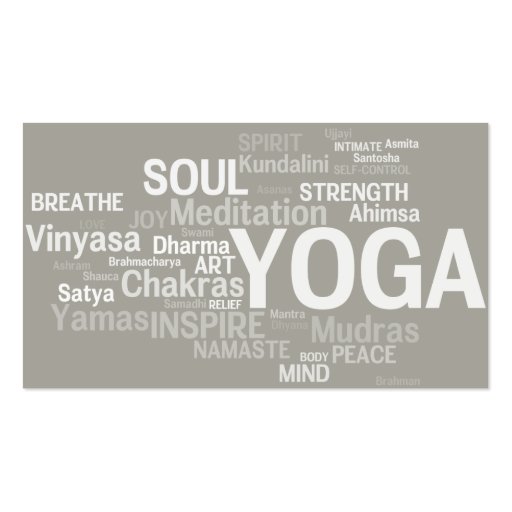 YOGA Instructor Business Card - Yoga Words (front side)