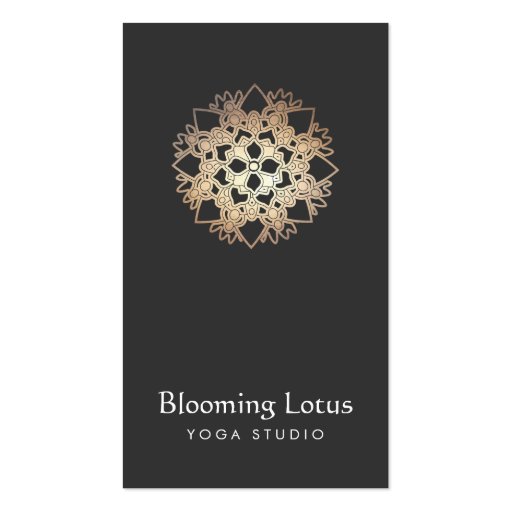 Yoga Instructor Gold Lotus Black Business Card