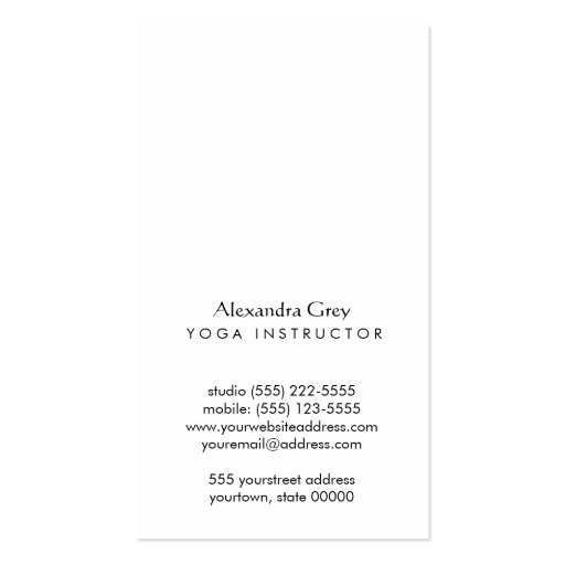 Yoga Instructor Wood Lotus Black (Not Real Wood) Business Cards (back side)