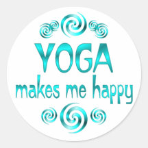 Yoga Makes Me Happy Round Stickers