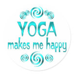 Yoga Makes Me Happy Round Stickers