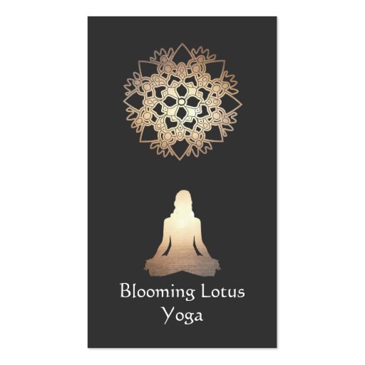 Yoga Meditation Pose Gold Lotus Business Card (front side)
