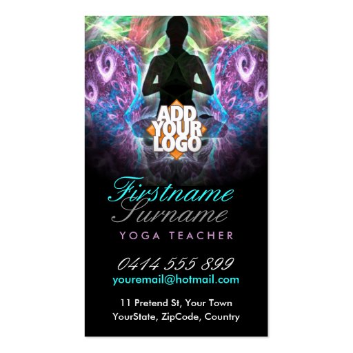 Yoga New Age Teacher School  w/ Logo Business Card (front side)
