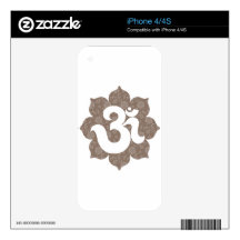 Yoga Om in Lotus brown gray Decals For iPhone 4S