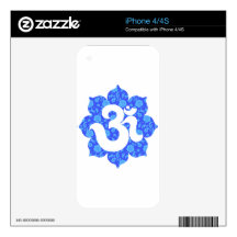 Yoga Om in Lotus dark blue Decals For iPhone 4S