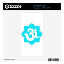 Yoga Om in Lotus light blue Decals For The iPhone 4
