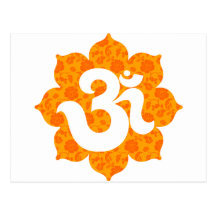 Yoga Om in Lotus orange Postcards