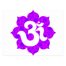 Yoga Om in Lotus purple pink Postcards